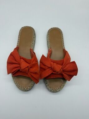 Orange Bow Slide Sandals | Espadrille Style Summer Flats